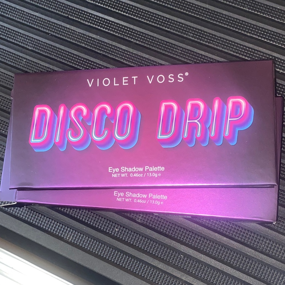 Violet Voss Disco Drip Eyeshadow Palette - Purple with Pink and Blue Lettering